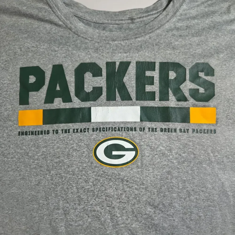 Green Bay Packers Shirt Mens 3XL Gray NFL Football Nike Dri Fit Tee Training